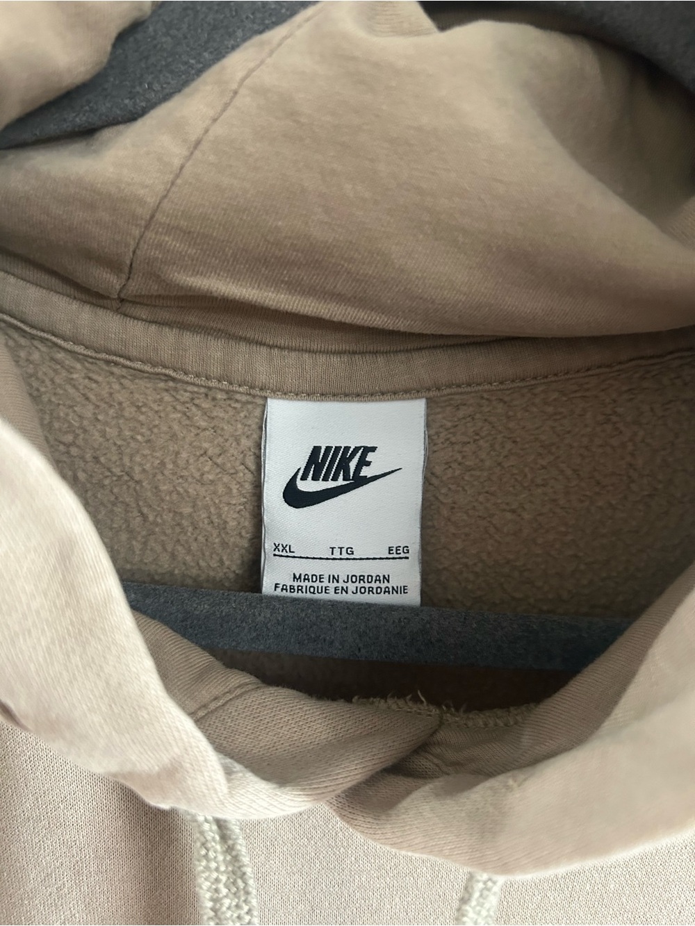 Nike Sportswear Club Fleece Tan Oversized Hoodie Sweatshirt Mens Size XXL - Picture 5 of 10